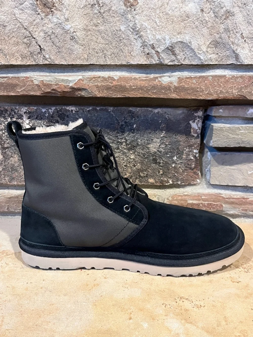UGG Harkley Black Suede Sherpa-Lined Winter Boots